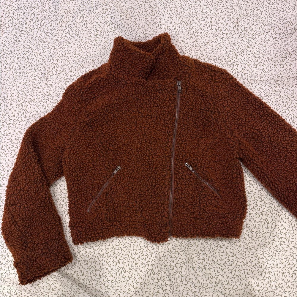 Cozy Brown Sherpa Moto Jacket